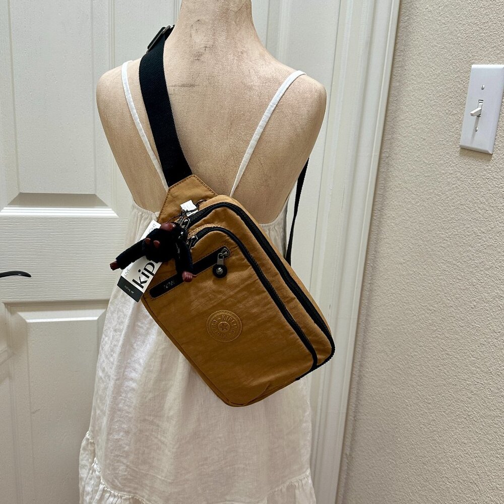 Kipling Tarry Hip Or Sling Crossbody Bag Mustard Beige Lightweight KIA8X7 (NEW) - Picture 16 of 16